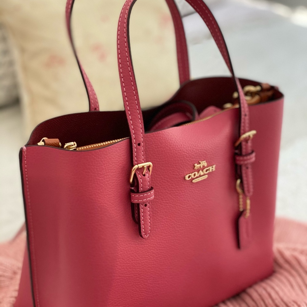 ๐ COACH | Pink Strawberry Haze Mollie Tote 25 Crossbody Shoulder Bag Purse - Picture 5 of 16